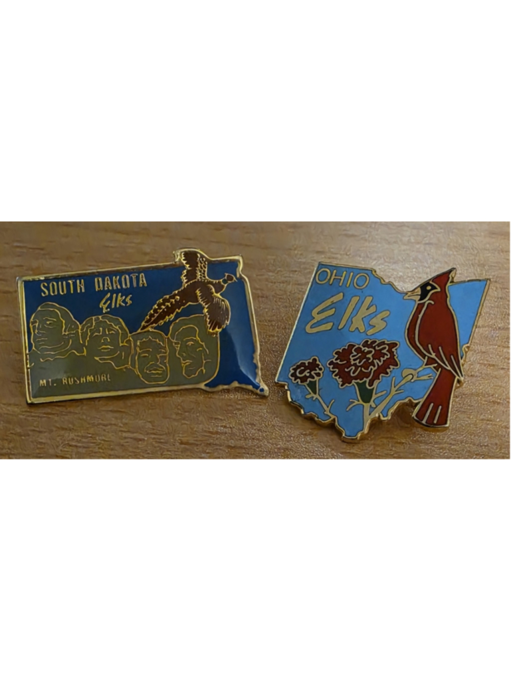 Vintage Elks BPOE Pin Lot South Dakota Mount Rushmore Ohio Cardinal State Pins